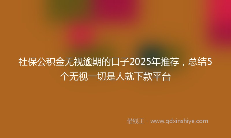 社保公积金无视逾期的口子2025年推荐，总结5个无视一切是人就下款平台