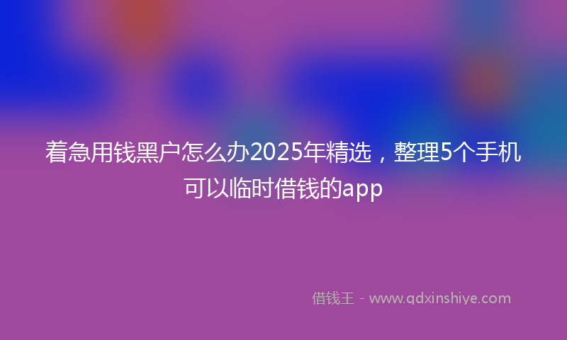 着急用钱黑户怎么办2025年精选，整理5个手机可以临时借钱的app