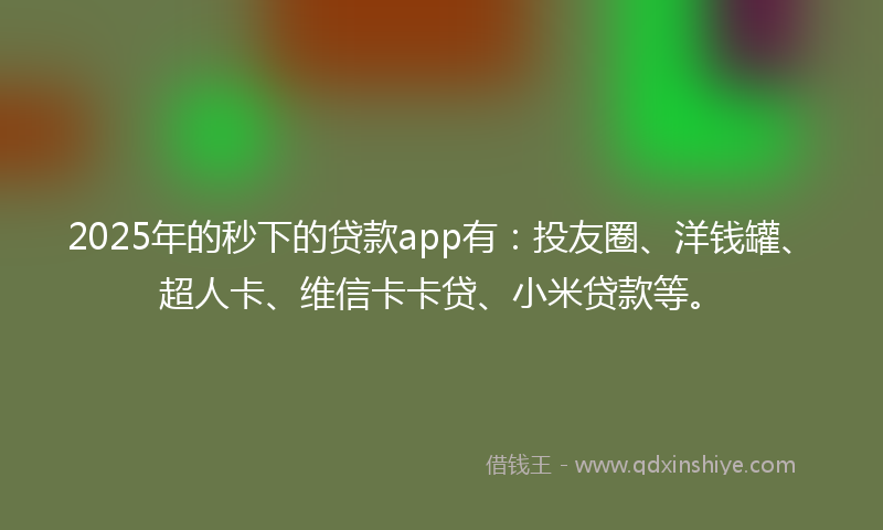 2025年的秒下的贷款app有：投友圈、洋钱罐、超人卡、维信卡卡贷、小米贷款等。