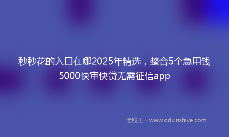 秒秒花的入口在哪2025年精选，整合5个急用钱5000快审快贷无需征信app