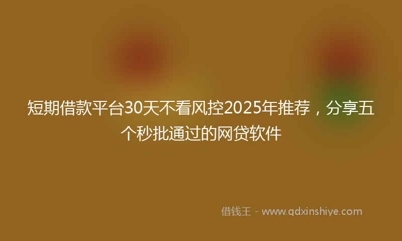 短期借款平台30天不看风控2025年推荐，分享五个秒批通过的网贷软件