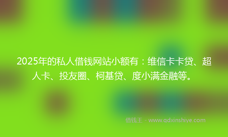 2025年的私人借钱网站小额有：维信卡卡贷、超人卡、投友圈、柯基贷、度小满金融等。