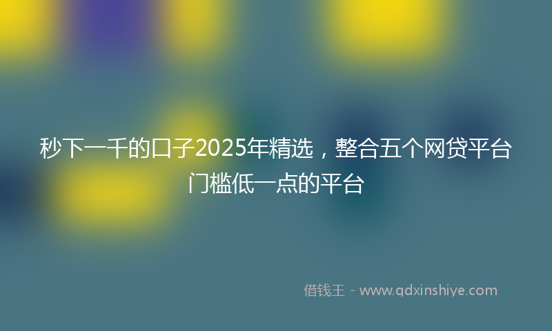秒下一千的口子2025年精选，整合五个网贷平台门槛低一点的平台