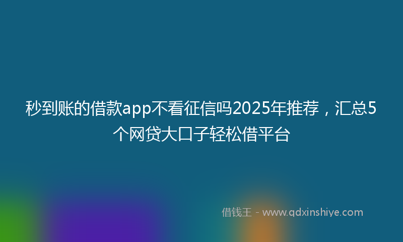 秒到账的借款app不看征信吗2025年推荐，汇总5个网贷大口子轻松借平台
