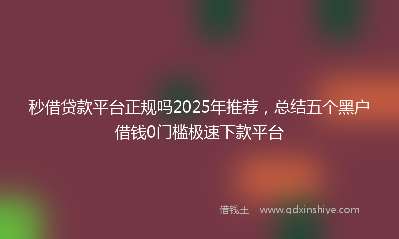 秒借贷款平台正规吗2025年推荐，总结五个黑户借钱0门槛极速下款平台