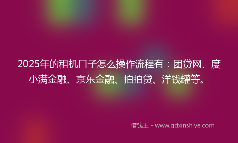 2025年的租机口子怎么操作流程有：团贷网、度小满金融、京东金融、拍拍贷、洋钱罐等。