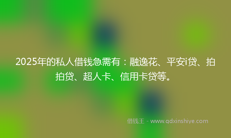2025年的私人借钱急需有：融逸花、平安i贷、拍拍贷、超人卡、信用卡贷等。