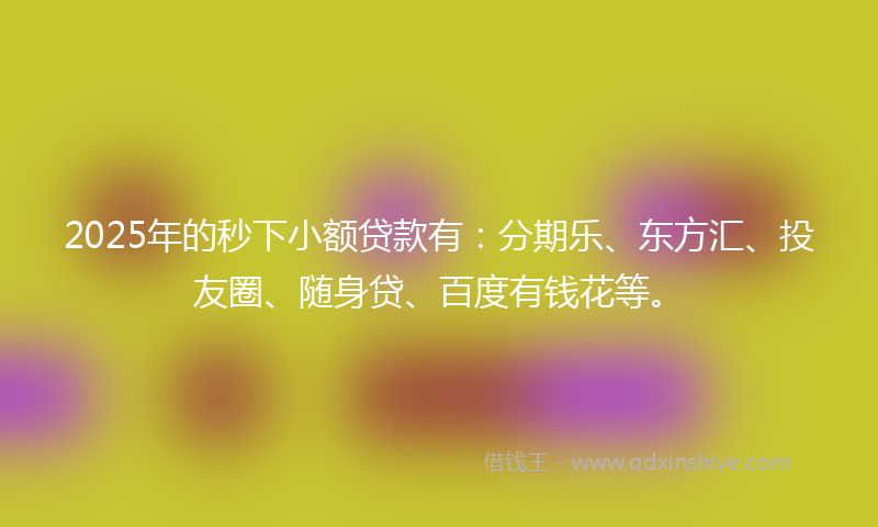 2025年的秒下小额贷款有：分期乐、东方汇、投友圈、随身贷、百度有钱花等。