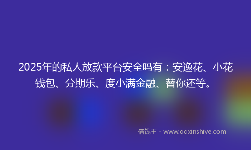 2025年的私人放款平台安全吗有：安逸花、小花钱包、分期乐、度小满金融、替你还等。