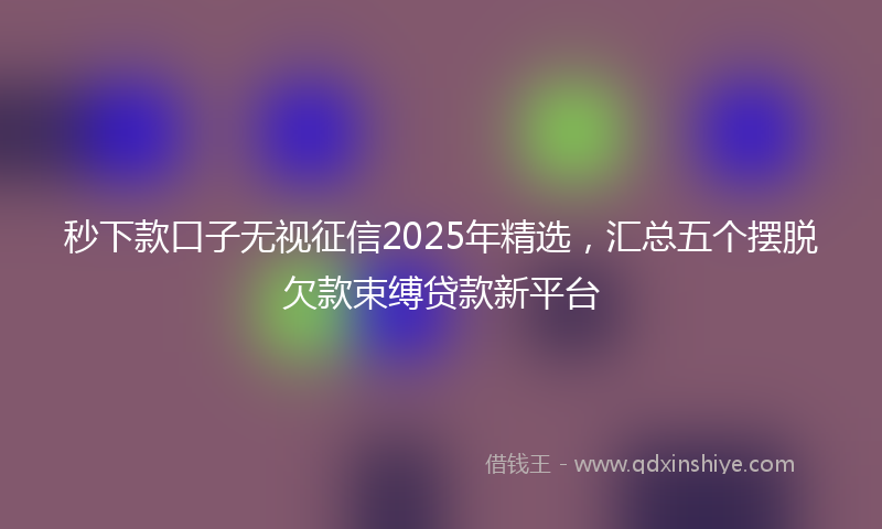 秒下款口子无视征信2025年精选，汇总五个摆脱欠款束缚贷款新平台