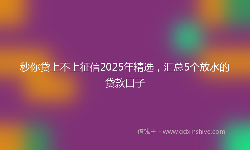 秒你贷上不上征信2025年精选，汇总5个放水的贷款口子