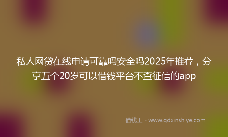 私人网贷在线申请可靠吗安全吗2025年推荐，分享五个20岁可以借钱平台不查征信的app