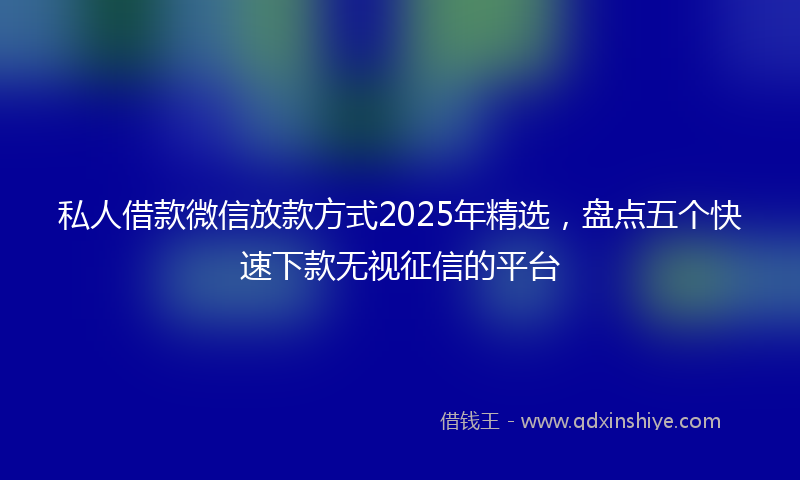 私人借款微信放款方式2025年精选，盘点五个快速下款无视征信的平台