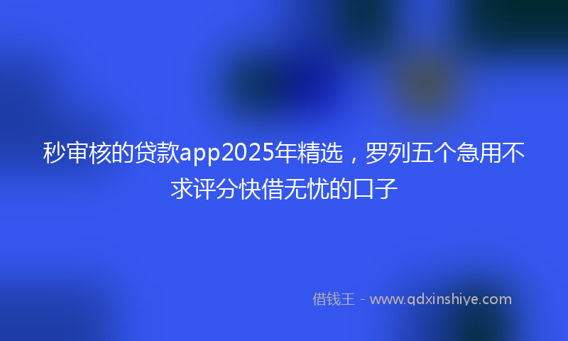 秒审核的贷款app2025年精选，罗列五个急用不求评分快借无忧的口子
