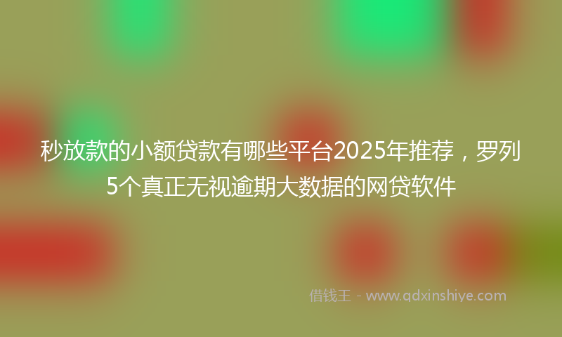 秒放款的小额贷款有哪些平台2025年推荐，罗列5个真正无视逾期大数据的网贷软件
