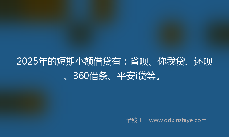 2025年的短期小额借贷有：省呗、你我贷、还呗、360借条、平安i贷等。