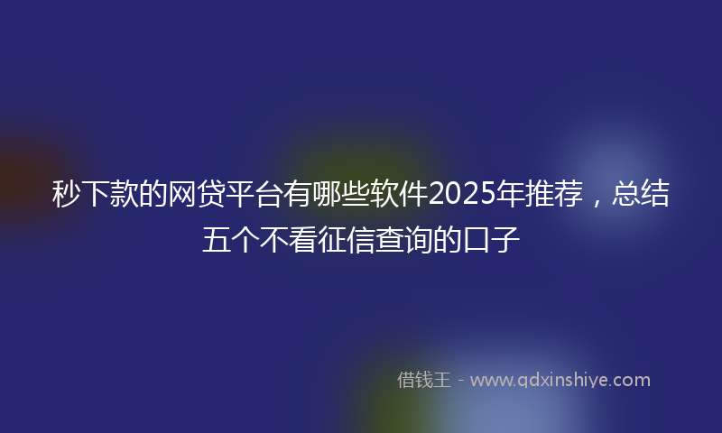 秒下款的网贷平台有哪些软件2025年推荐，总结五个不看征信查询的口子