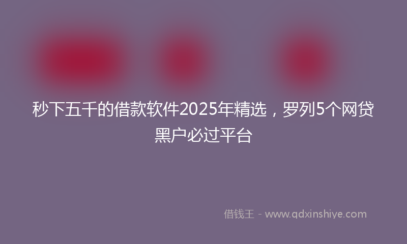 秒下五千的借款软件2025年精选，罗列5个网贷黑户必过平台