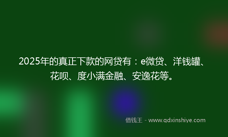 2025年的真正下款的网贷有：e微贷、洋钱罐、花呗、度小满金融、安逸花等。