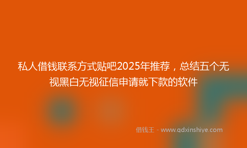 私人借钱联系方式贴吧2025年推荐，总结五个无视黑白无视征信申请就下款的软件