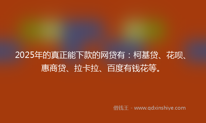 2025年的真正能下款的网贷有：柯基贷、花呗、惠商贷、拉卡拉、百度有钱花等。