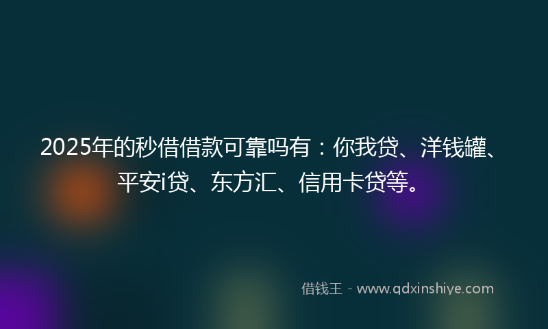 2025年的秒借借款可靠吗有：你我贷、洋钱罐、平安i贷、东方汇、信用卡贷等。
