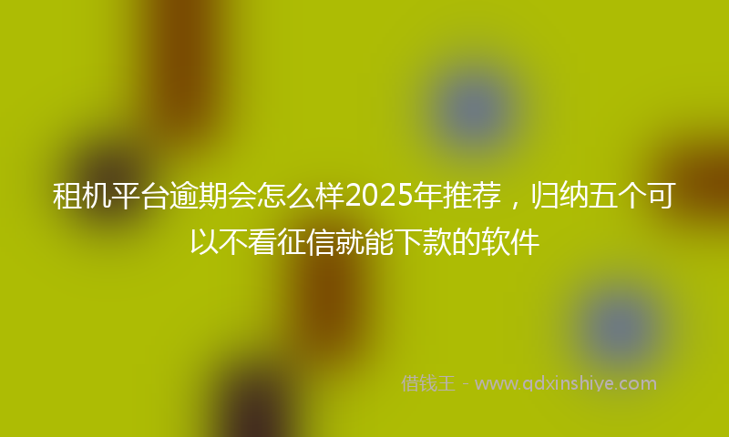 租机平台逾期会怎么样2025年推荐，归纳五个可以不看征信就能下款的软件
