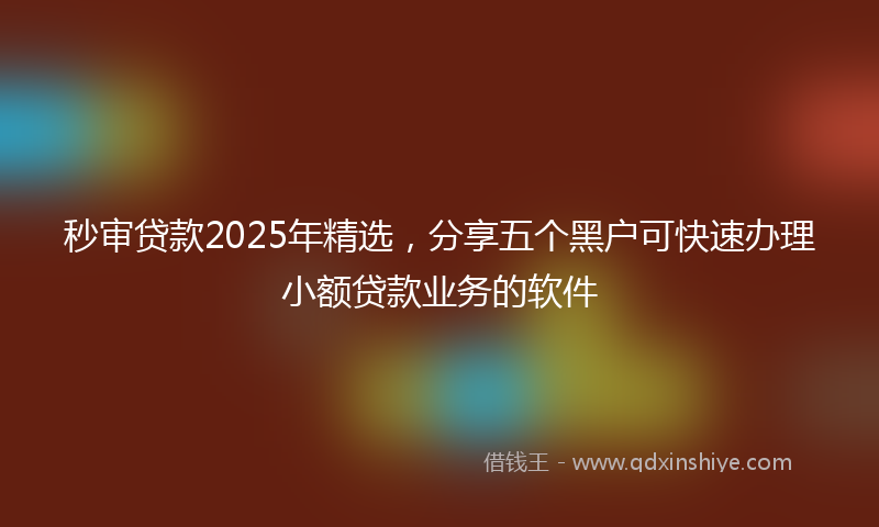 秒审贷款2025年精选，分享五个黑户可快速办理小额贷款业务的软件