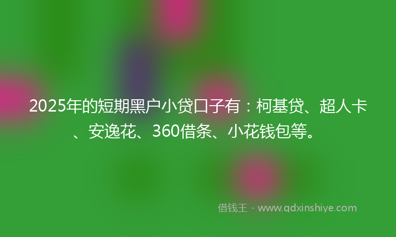 2025年的短期黑户小贷口子有：柯基贷、超人卡、安逸花、360借条、小花钱包等。