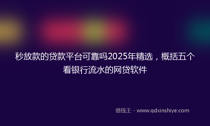 秒放款的贷款平台可靠吗2025年精选，概括五个看银行流水的网贷软件