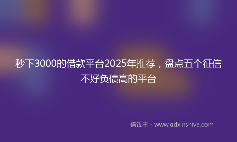 秒下3000的借款平台2025年推荐，盘点五个征信不好负债高的平台