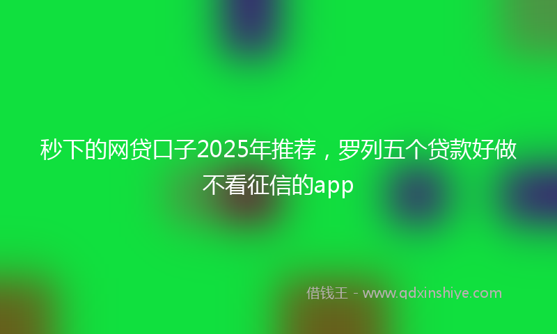 秒下的网贷口子2025年推荐，罗列五个贷款好做不看征信的app