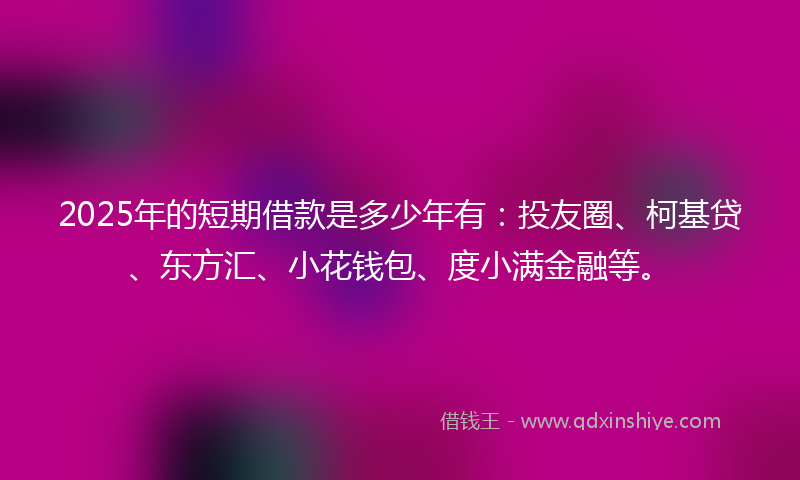 2025年的短期借款是多少年有:投友圈、柯基贷、东方汇、小花钱包、度小满金融等。