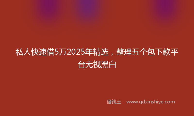 私人快速借5万2025年精选，整理五个包下款平台无视黑白