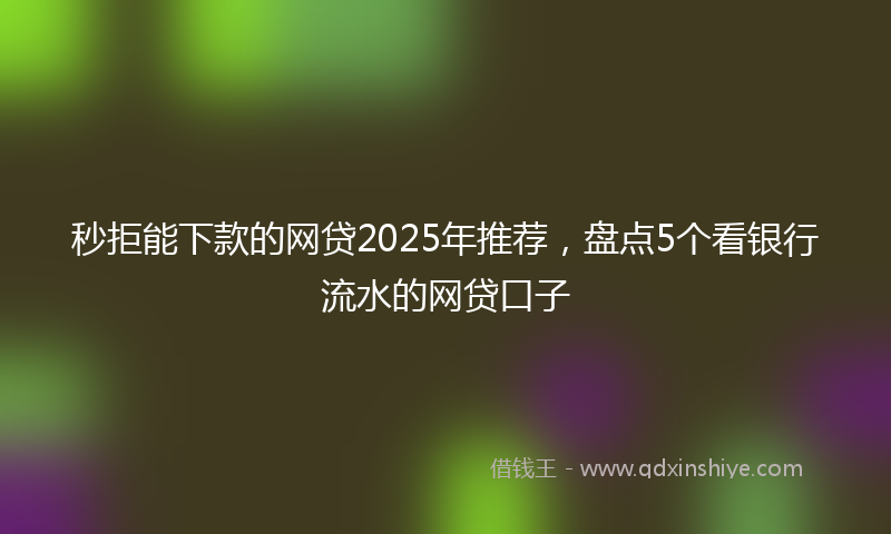秒拒能下款的网贷2025年推荐，盘点5个看银行流水的网贷口子