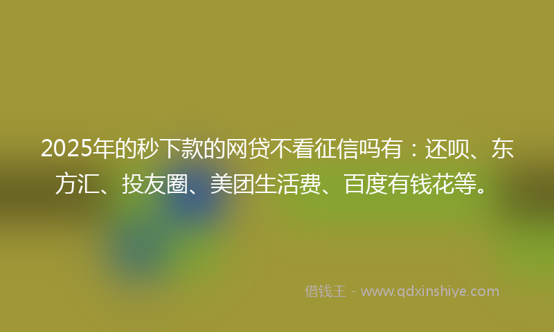 2025年的秒下款的网贷不看征信吗有：还呗、东方汇、投友圈、美团生活费、百度有钱花等。