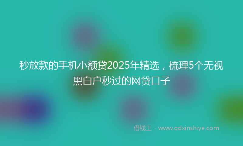 秒放款的手机小额贷2025年精选，梳理5个无视黑白户秒过的网贷口子