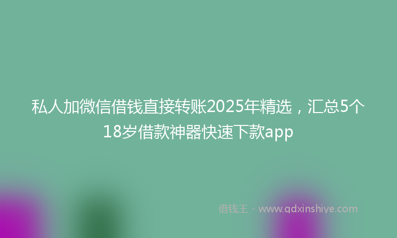 私人加微信借钱直接转账2025年精选，汇总5个18岁借款神器快速下款app