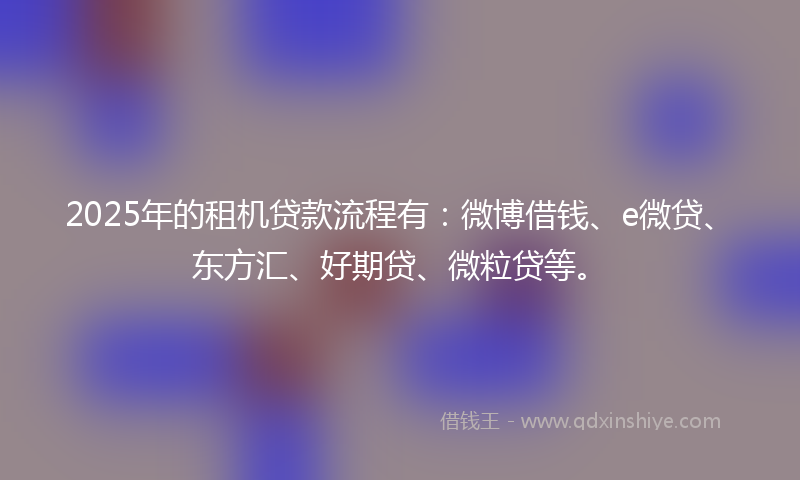 2025年的租机贷款流程有：微博借钱、e微贷、东方汇、好期贷、微粒贷等。
