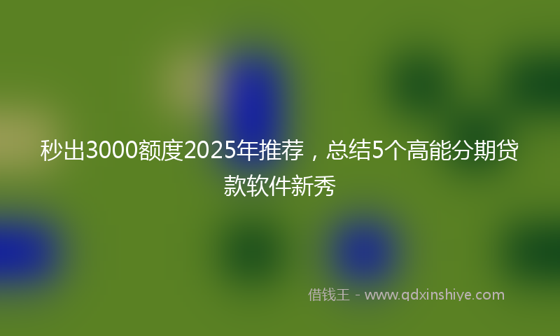 秒出3000额度2025年推荐，总结5个高能分期贷款软件新秀