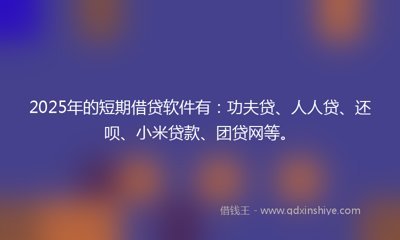 2025年的短期借贷软件有：功夫贷、人人贷、还呗、小米贷款、团贷网等。