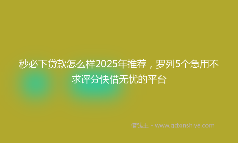 秒必下贷款怎么样2025年推荐，罗列5个急用不求评分快借无忧的平台