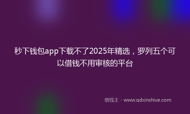 秒下钱包app下载不了2025年精选，罗列五个可以借钱不用审核的平台