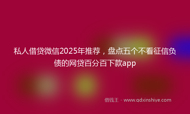 私人借贷微信2025年推荐，盘点五个不看征信负债的网贷百分百下款app