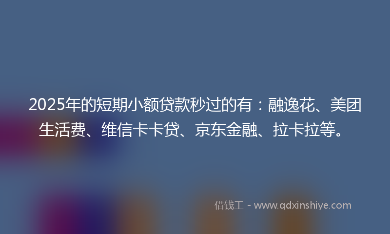 2025年的短期小额贷款秒过的有：融逸花、美团生活费、维信卡卡贷、京东金融、拉卡拉等。