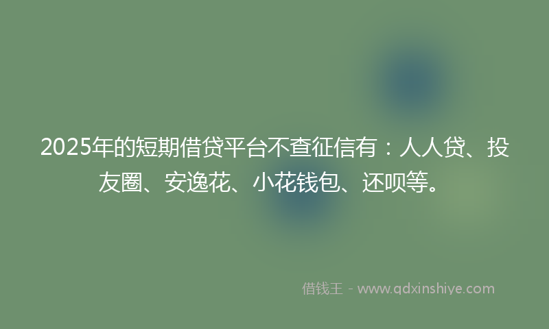 2025年的短期借贷平台不查征信有:人人贷、投友圈、安逸花、小花钱包、还呗等。