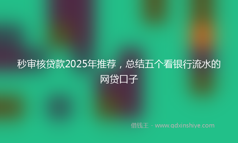 秒审核贷款2025年推荐，总结五个看银行流水的网贷口子