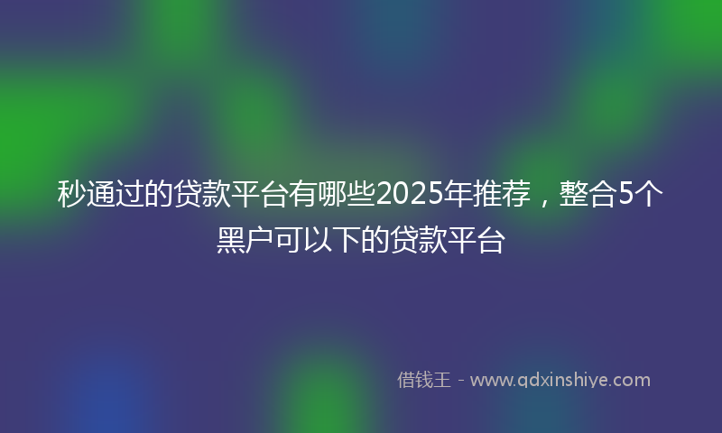 秒通过的贷款平台有哪些2025年推荐，整合5个黑户可以下的贷款平台