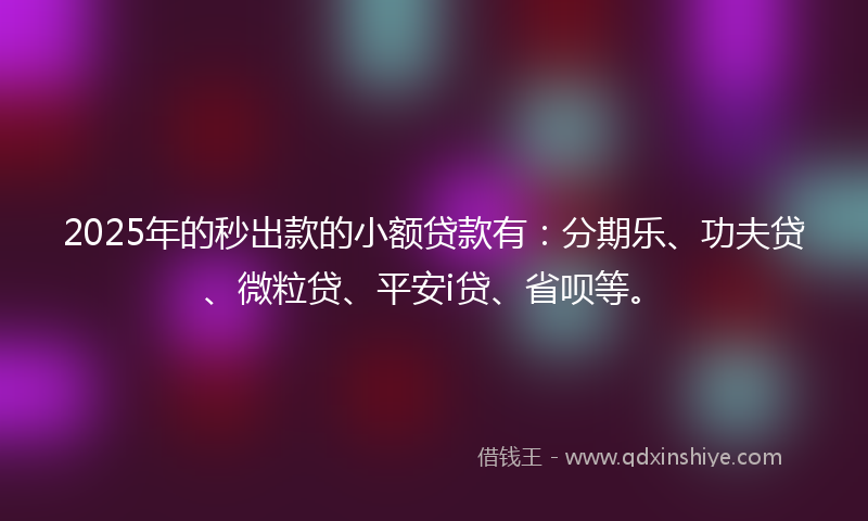 2025年的秒出款的小额贷款有：分期乐、功夫贷、微粒贷、平安i贷、省呗等。