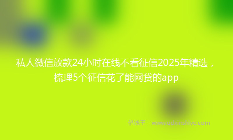 私人微信放款24小时在线不看征信2025年精选，梳理5个征信花了能网贷的app